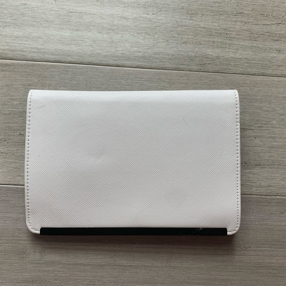 White clutch with shoulder strap